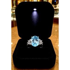 Inlaid Jade Sapphire Combination Ring Size 7